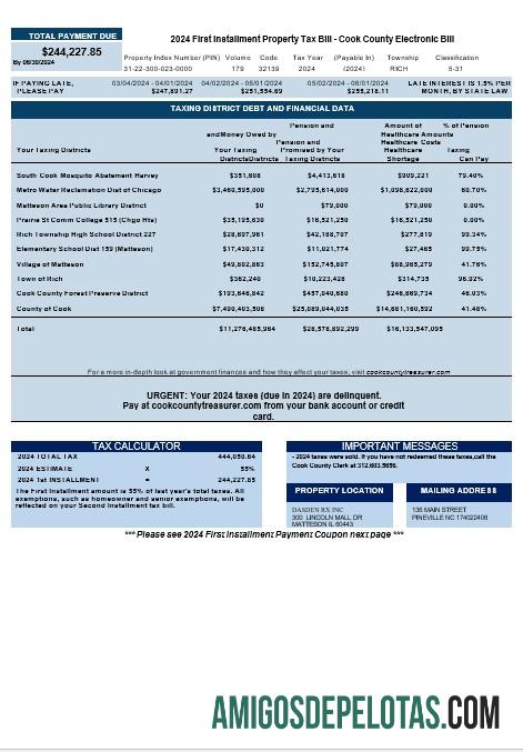 EUA Cook Country Electronic Bill Business Utility Bill Download Word e PDF Exemplo exemplo